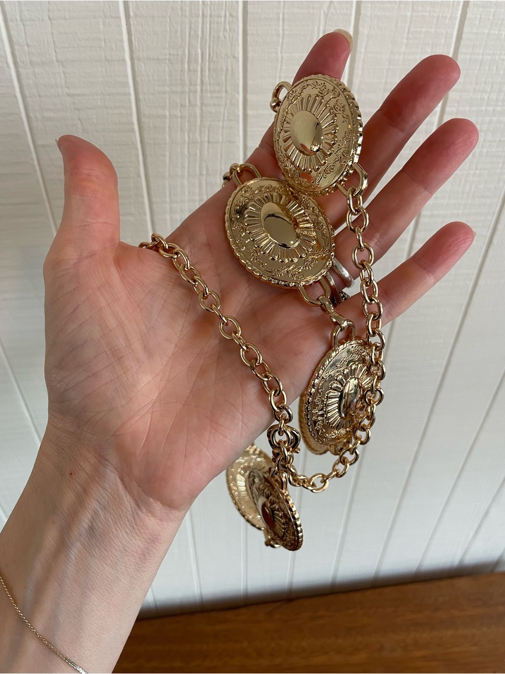 Gold-Tone Medallion Chain Concho Belt
